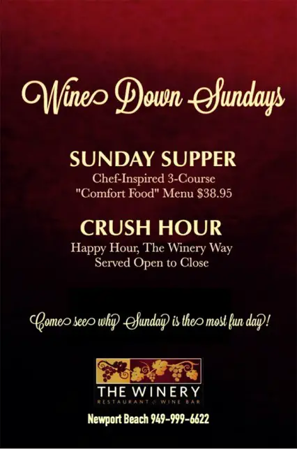 Wine Down Sundays @ Winery Restaurant & Wine Bar (The) - Newport Beach | Newport Beach | California | United States