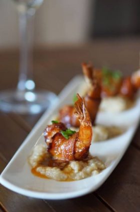 Ways & Means Bacon Wrapped Shrimp And Grits
