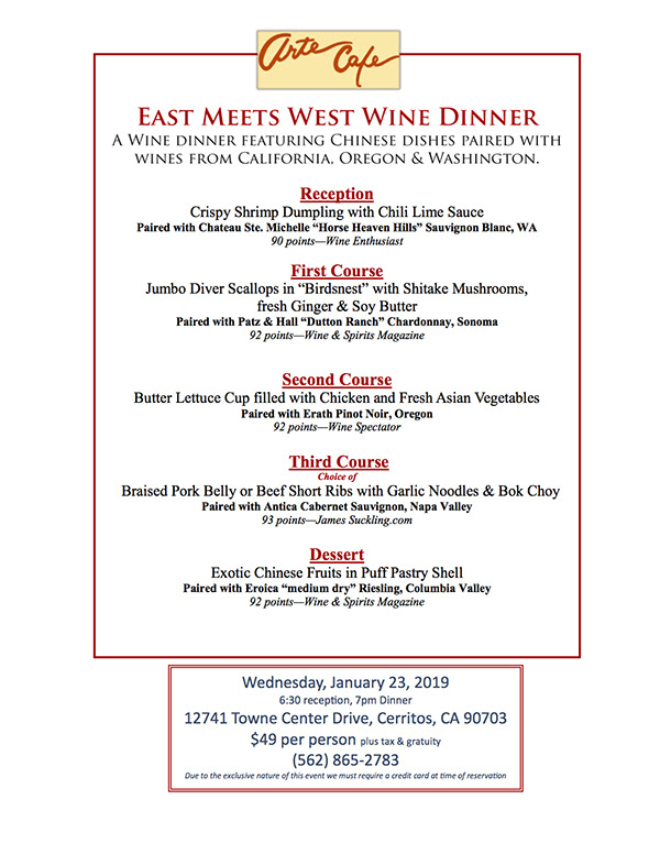 Arte Cafe Wine Dinner Arte Cafe Wine Dinner