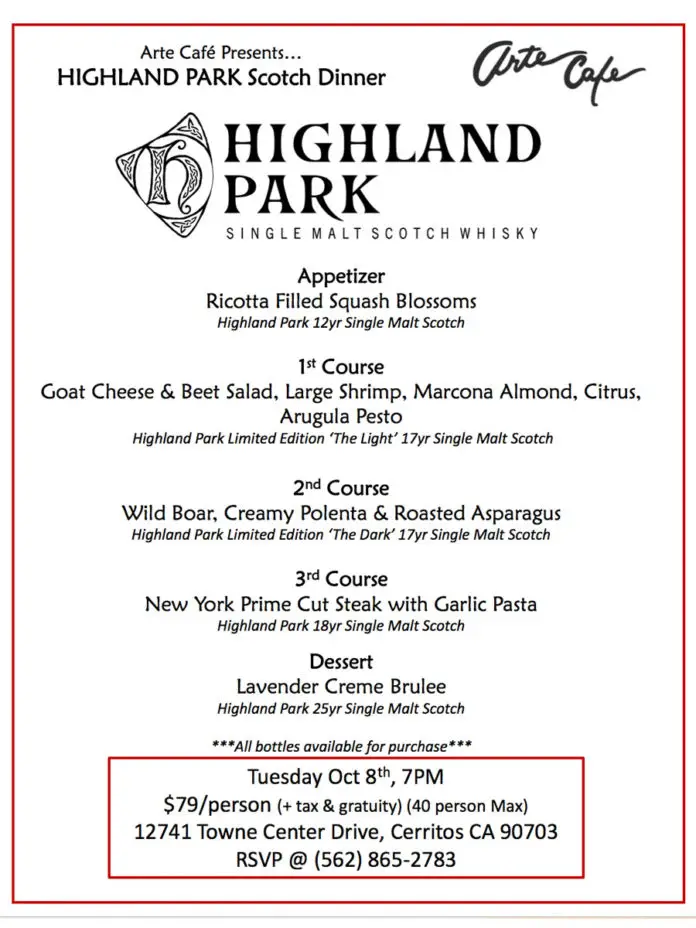 Highland Park Scotch Dinner