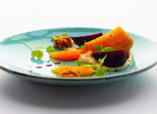 Roasted Beets with Basil and Orange Macadamia Ricotta (vegan)